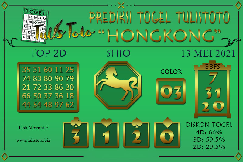 Prediksi Togel HONGKONG TULISTOTO 13 MEI 2021