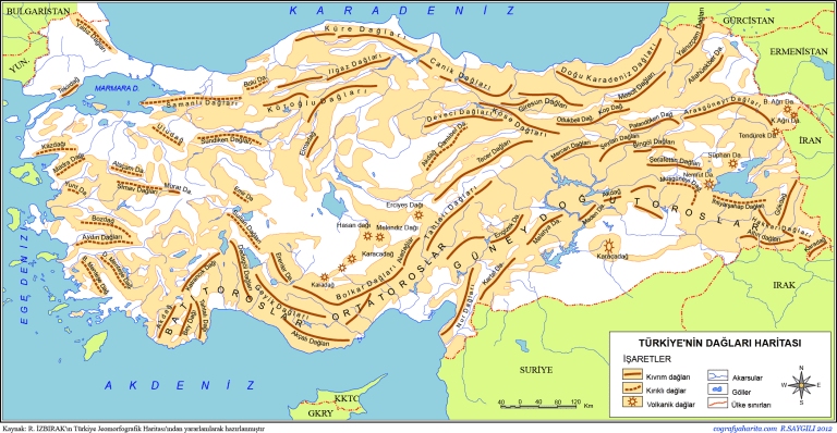 Türkiye’nin Dağları Haritası