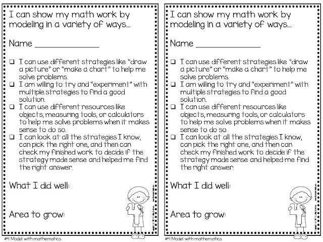 math checklists for math practice standards