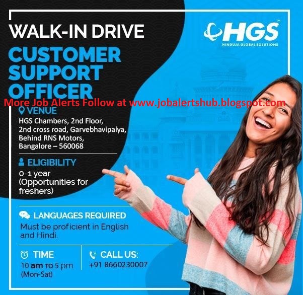 HGS WalkIn Drive for Freshers from Monday Sat. Bangalore JOB