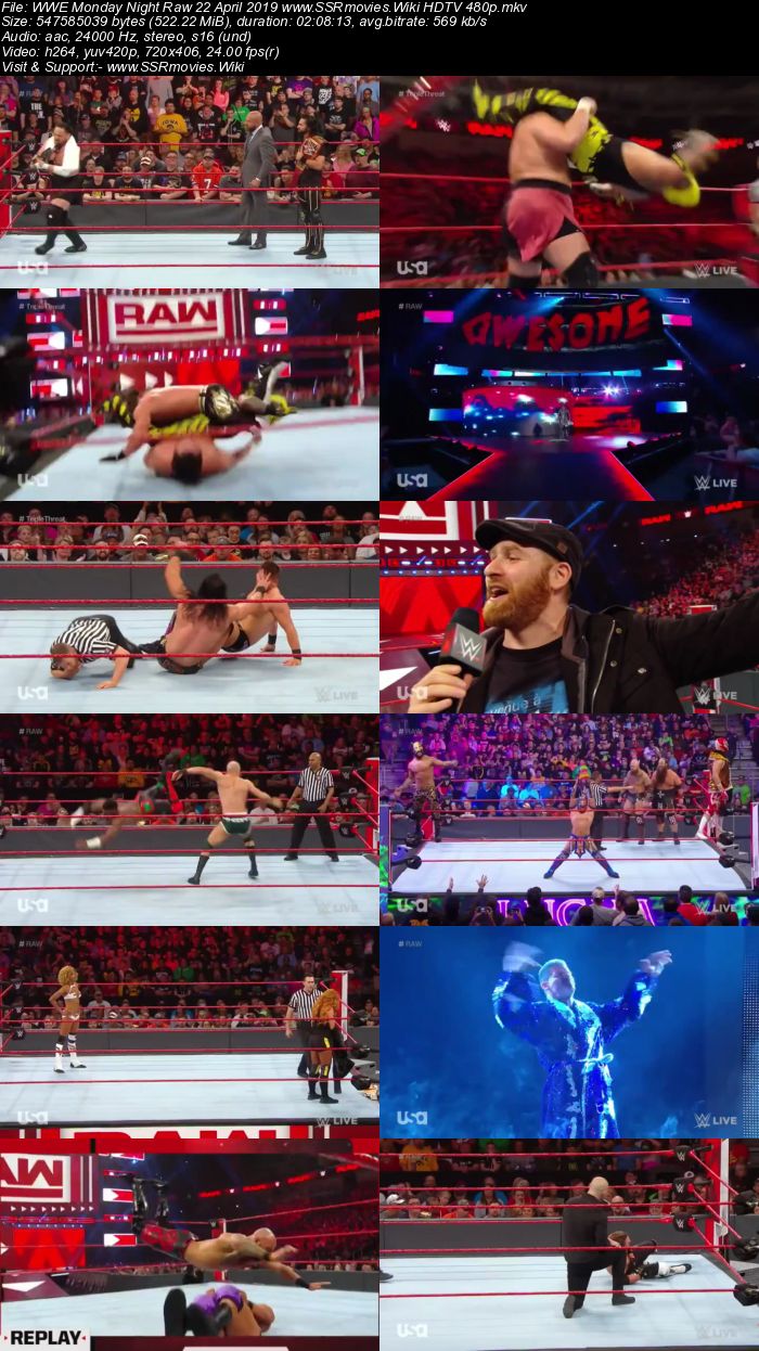 WWE Monday Night Raw 22 April 2019 Full Show Download HD 480p 720p ssrmovies