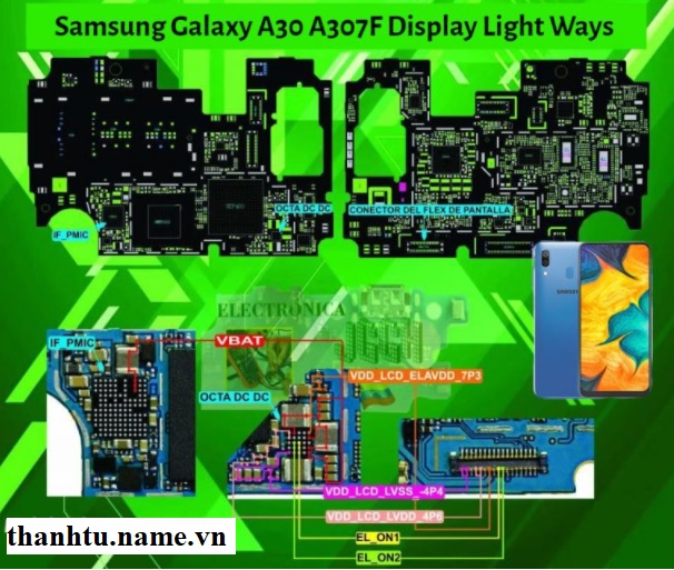 Samsung A30 A307F mất hiển thị đèn màn hình