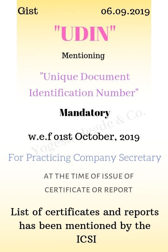 UDIN Unique Document Identification Number Guidelines Yogesh Hegde