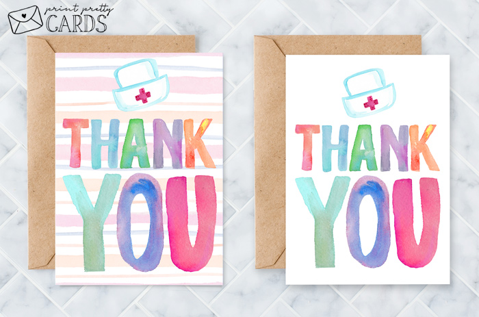 Thank You Cards Greeting Cards Printable Nurse Thank You Card Pe