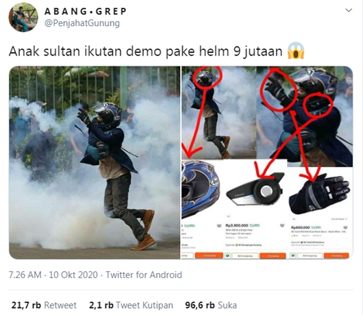 Viral Anak Sultan Ikut Demo Uu Cipta Kerja Pakai Helm Seharga Motor Lihat Pakaian Mahalnya Bentengsumbar Com