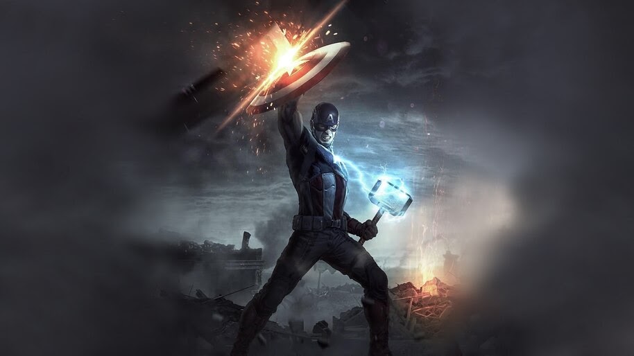 Captain America, Mjolnir, Hammer, Avengers Endgame, 4K, 3