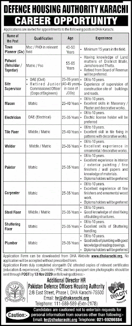 defence-housing-authority-dha-jobs-2020-karachi-advertisement-application-form