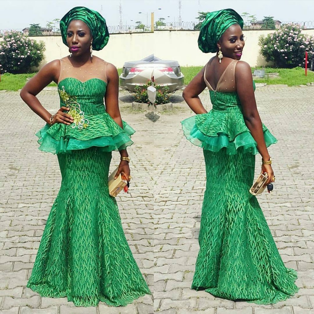 Aso Ebi Styles 2016 Green Combinations DeZango Fashion Zone