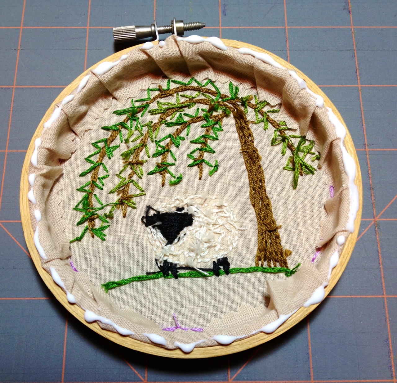 MooshieStitch How to Finish Back of Embroidery Hoop
