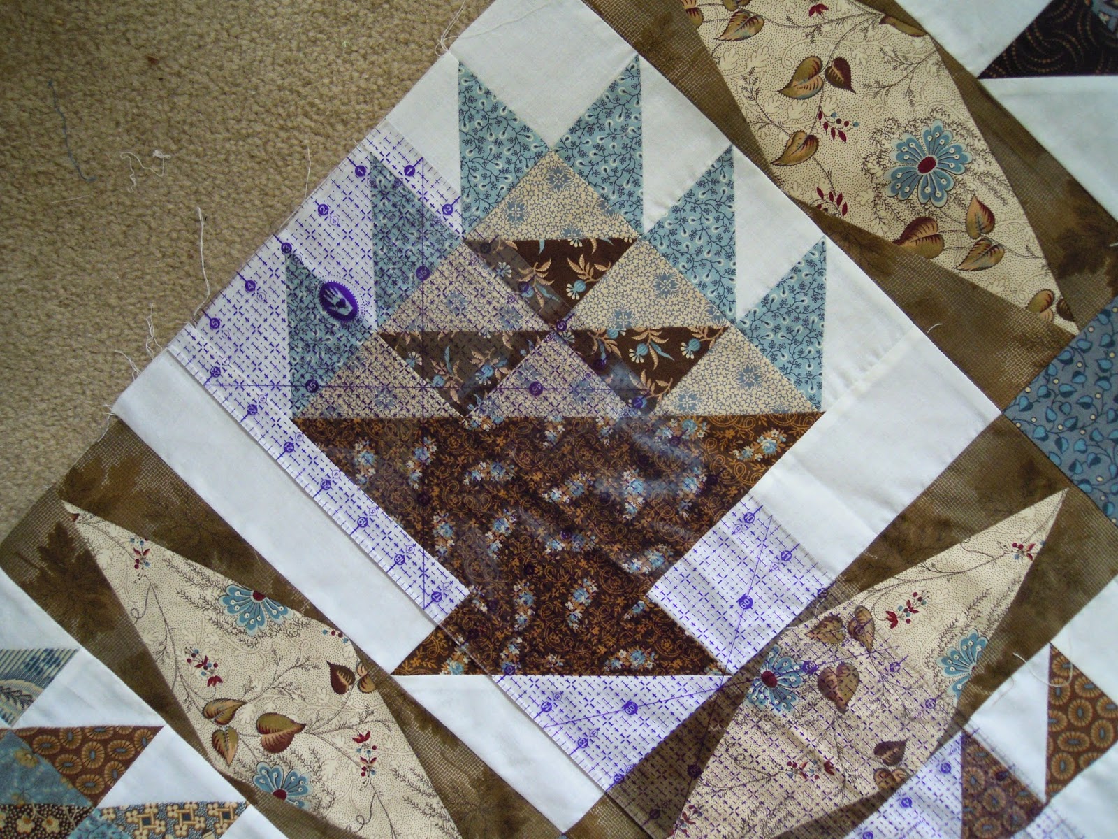 Quilting through Rosecolored Trifocals! Cutting Setting Triangles for