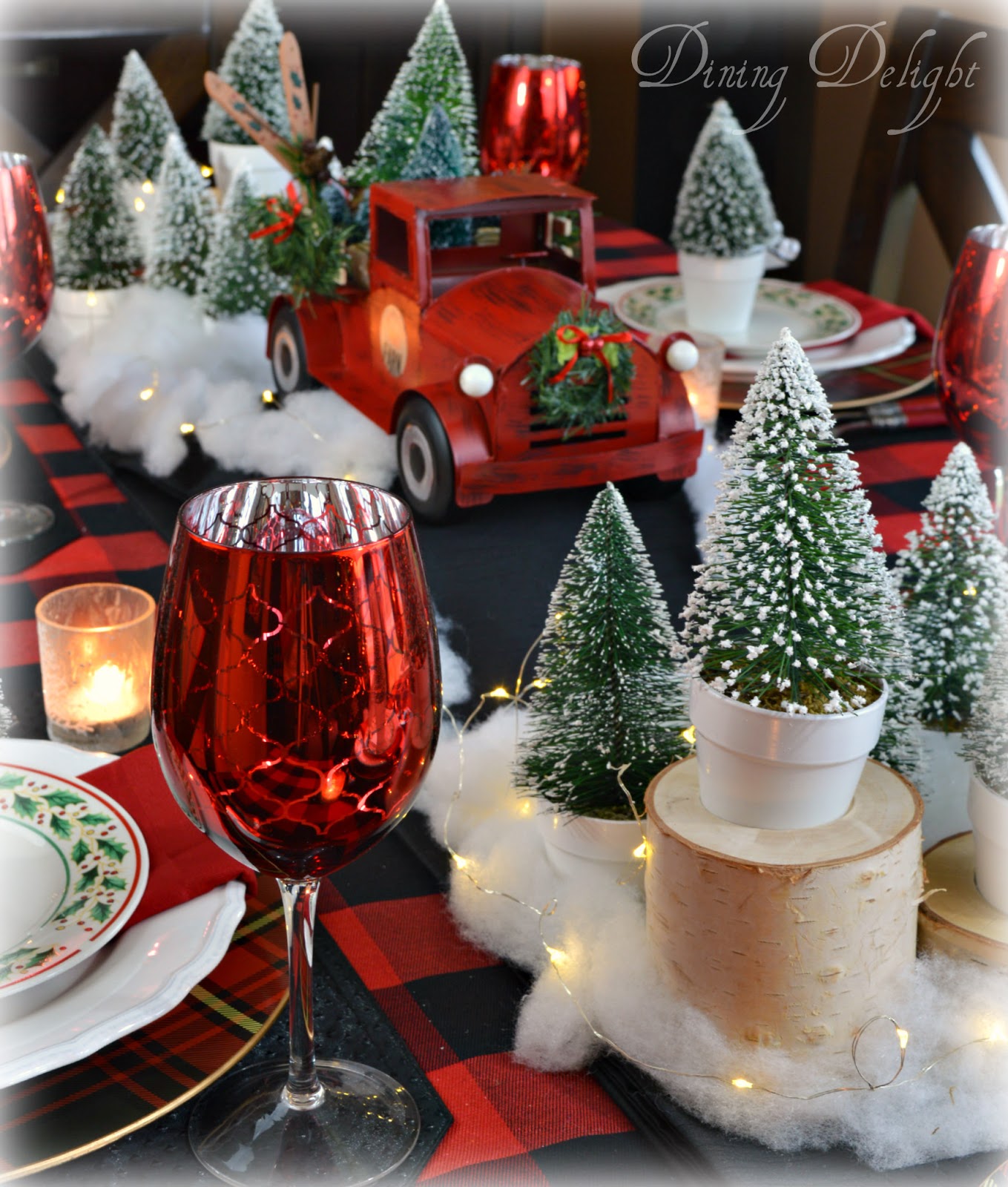Dining Delight Red Truck Christmas Tablescape