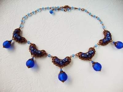 vintage Swarovski mdmButiik rhinestone jewelry designer Estonia Bijoux Collier Bleu perles anciennes de verre crystal Halskette Schmuck perlen Swarovski