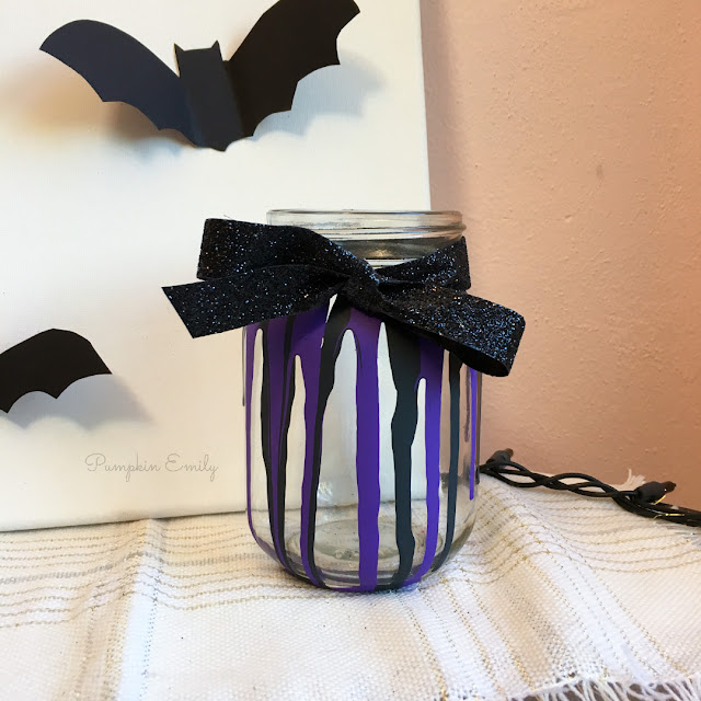 Halloween DIY Paint Drip Mason Jar