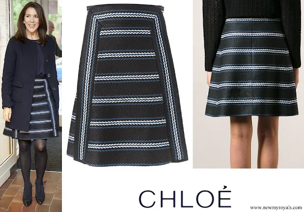 Danish Crown Princess Mary wore Chloé Striped Woven Skirt