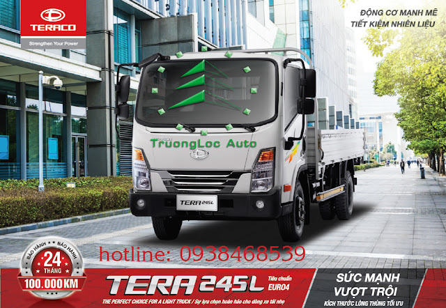 Giá xe tải 2t5, 2t9 Tera245L thùng dài 4m4