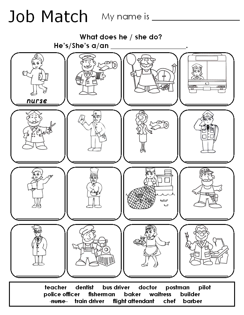 Fichas de inglés Ficha Jobs 12 Write the jobs