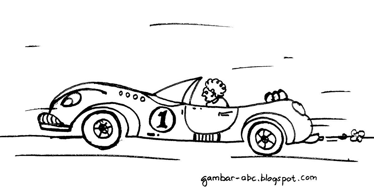 Mobil Balap - Contoh Gambar Mewarnai