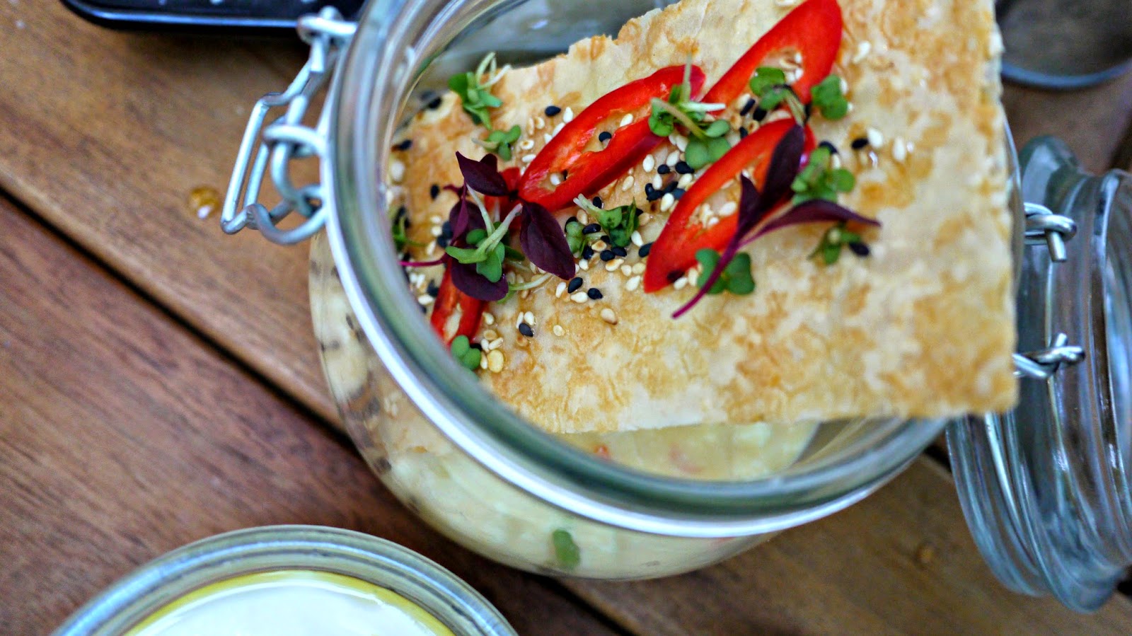 Mazi Spicy tiropita with broken filo pastry and grilled leeks