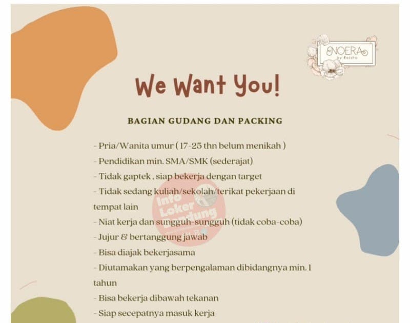 Lowongan Kerja Bagian Gudang Dan Packing Noera By Reisha Bandung