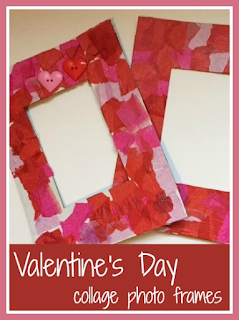 Tissue paper Valentine's Day collage photo frames