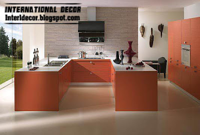 Contemporary orange kitchen cabinets designs 2015