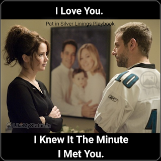 I Love You. I Knew It The Minute I Met You. Pat in Silver Linings Playbook
