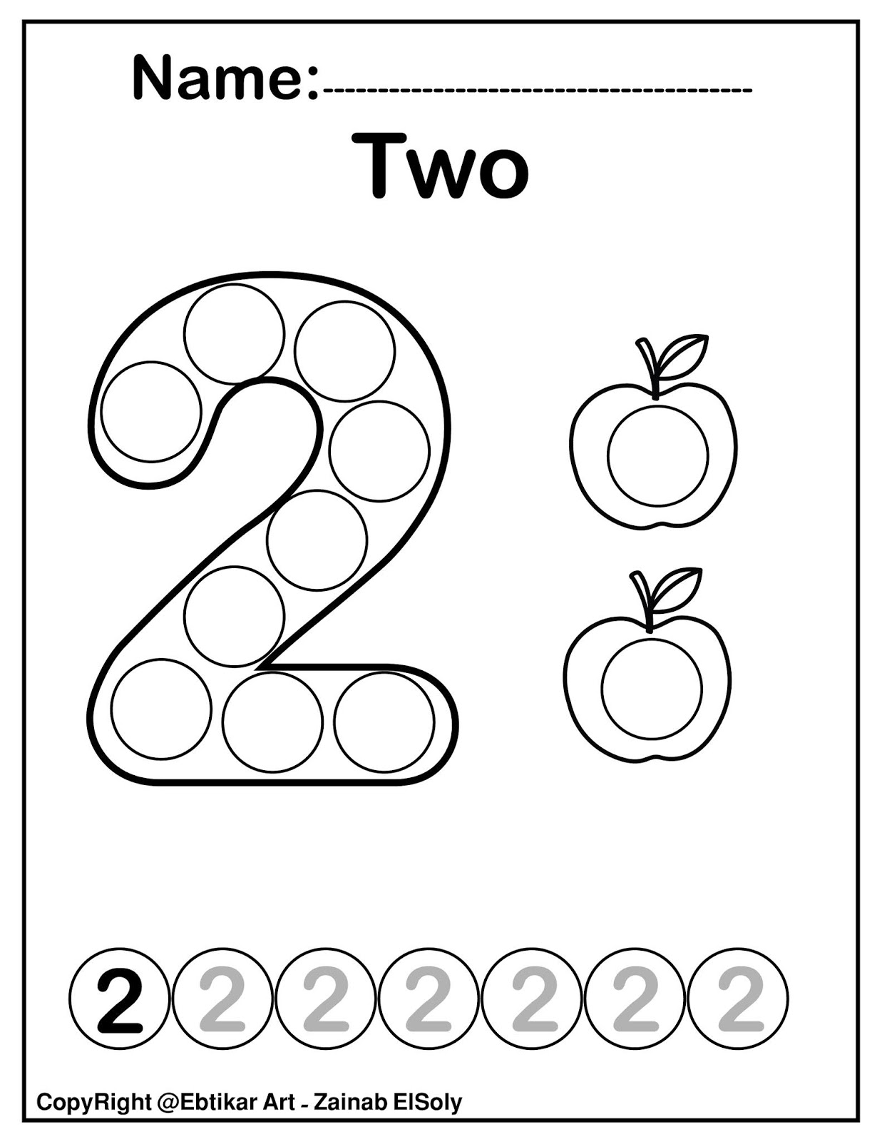 Set of 123 Numbers (Count Apples) Dot Marker Activity Coloring Pages