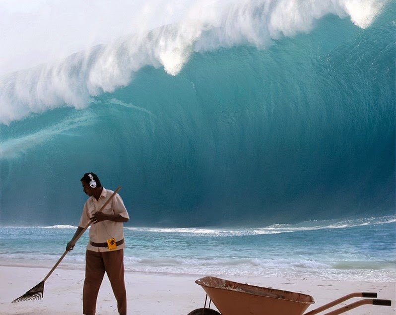 Tsunami chegando na praia