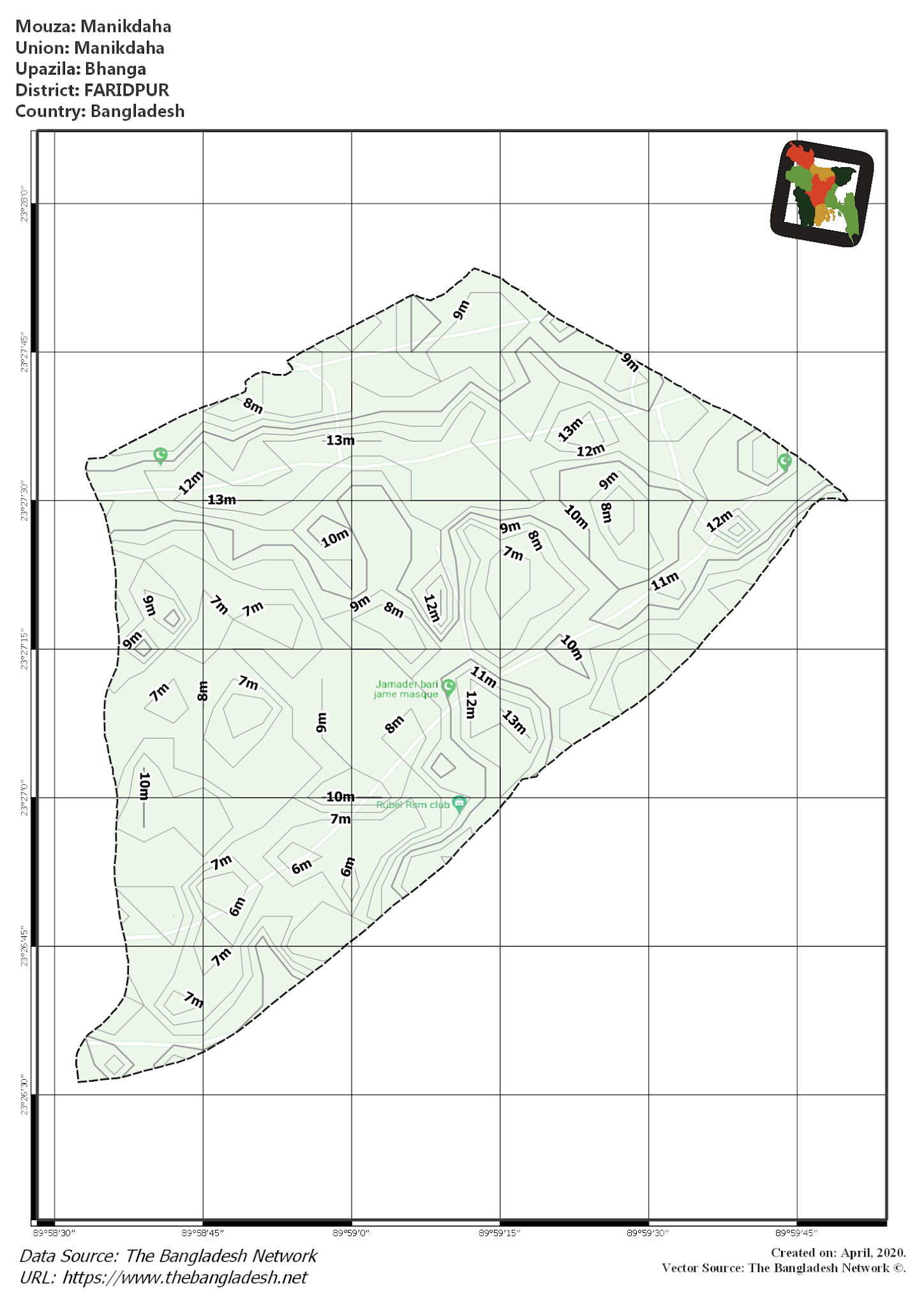 Map of Manikdaha Mouza of Bhanga Upazila, FARIDPUR Map of Manikdaha Mouza of Bhanga Upazila, FARIDPUR, Bangladesh.