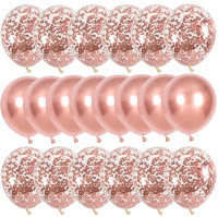 Metallic Rose Gold Silver Confetti Latex Balloons set (20pcs)