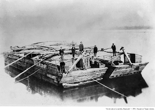 Image of 'Storeboats at Louisville, Kentucky' ~ 1880, from Steamboat Times.