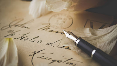 Pen, letter, petals, envelope, vintage