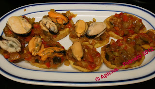  Mejillones sobre productos de la huerta 