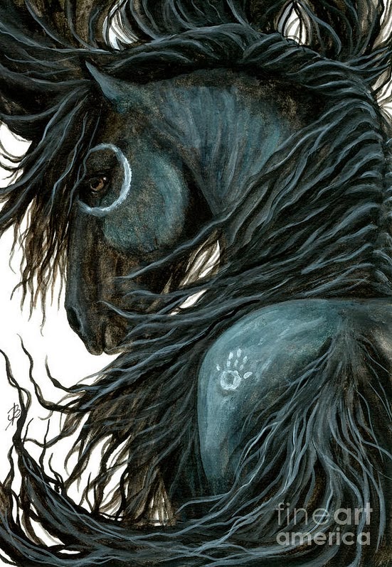 cuadros-de-caballos-con-crin-larga pinturas-en-acuarela-caballos-con-pelo-largo