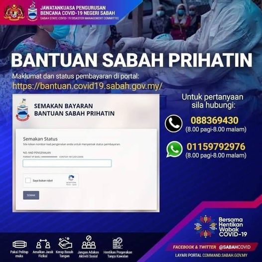 INFO TERKINI  BAYARAN BANTUAN PRIHATIN COVID 19 SABAH  Khabar Kinabalu