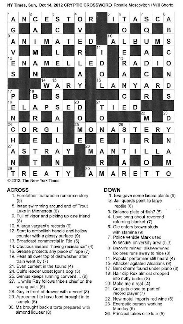 The New York Times Crossword in Gothic: 10.14.12 — Cryptically Yours