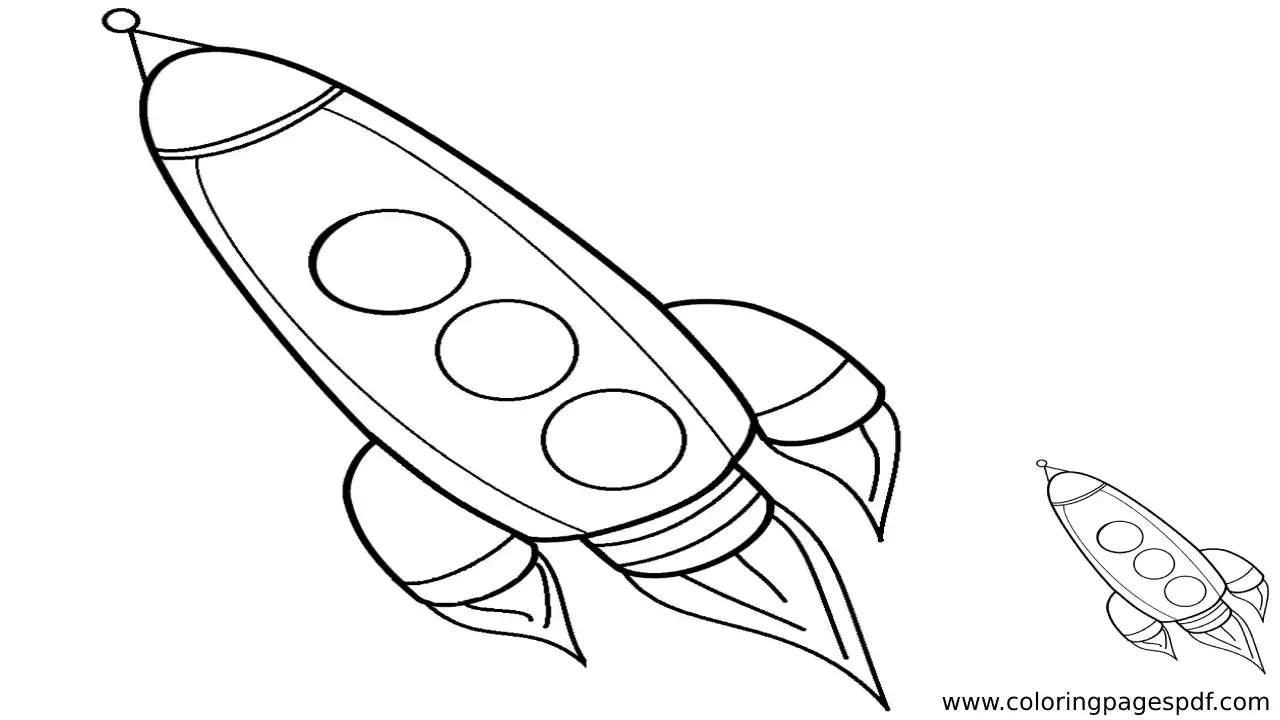 Coloring Page Of A Rocket Flying