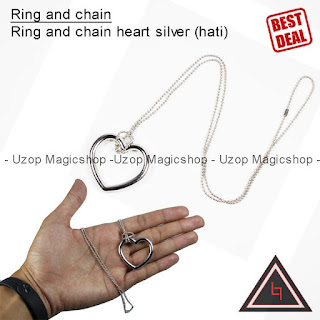 Jual alat sulap Ring and chain hati warna silver Jual alat sulap Ring and chain hati warna silver