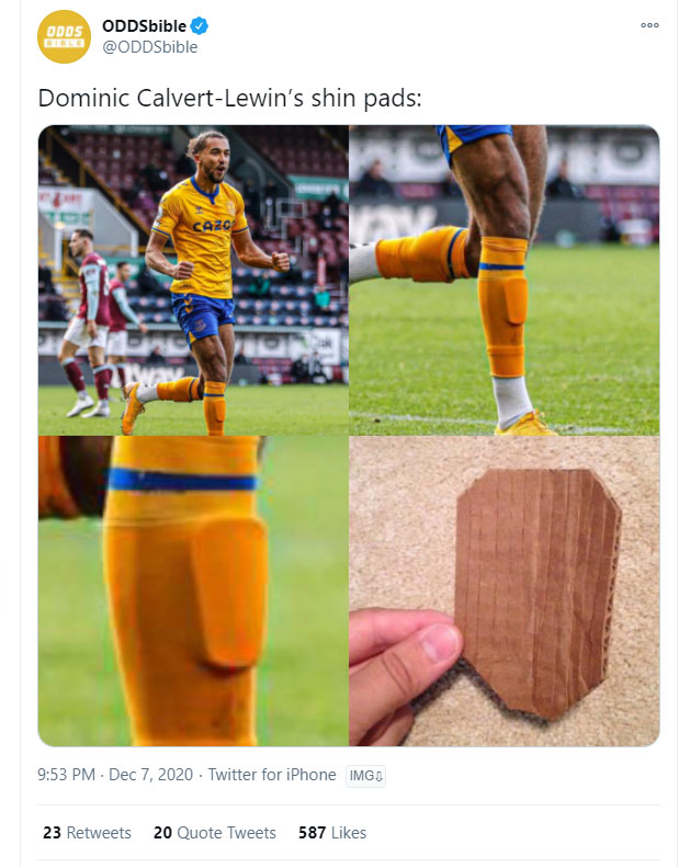 CalvertLewin Wears "Possibly Smallest Shin Pads In Football" Premier