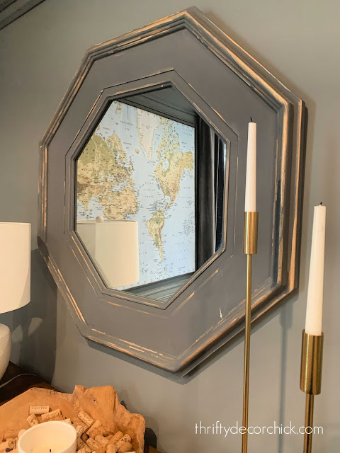 gold detail on gray mirror