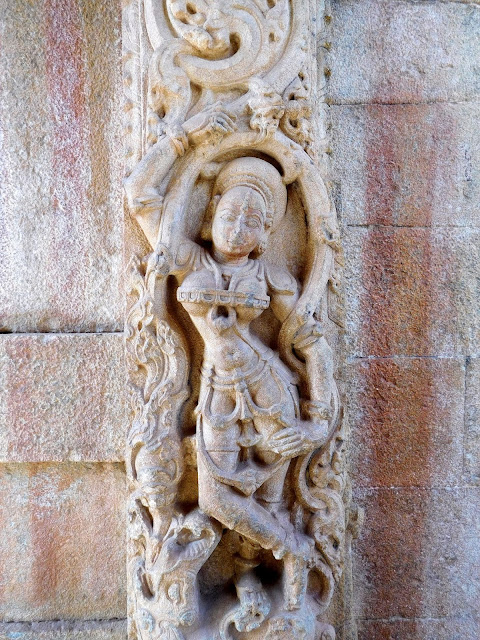 A Yakshini carving at the entrance of the Bhoga Nandeeshwara Temple, Karnataka