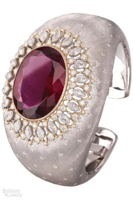 ♦Buccellati purple tourmaline diamond dream cuff bracelet #jewelry #pantone #brilliantluxury