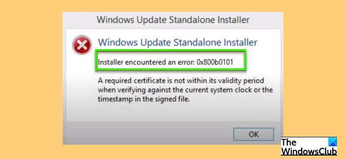 Erreur de mise à jour Windows 0X800B0101 sur Windows 10
