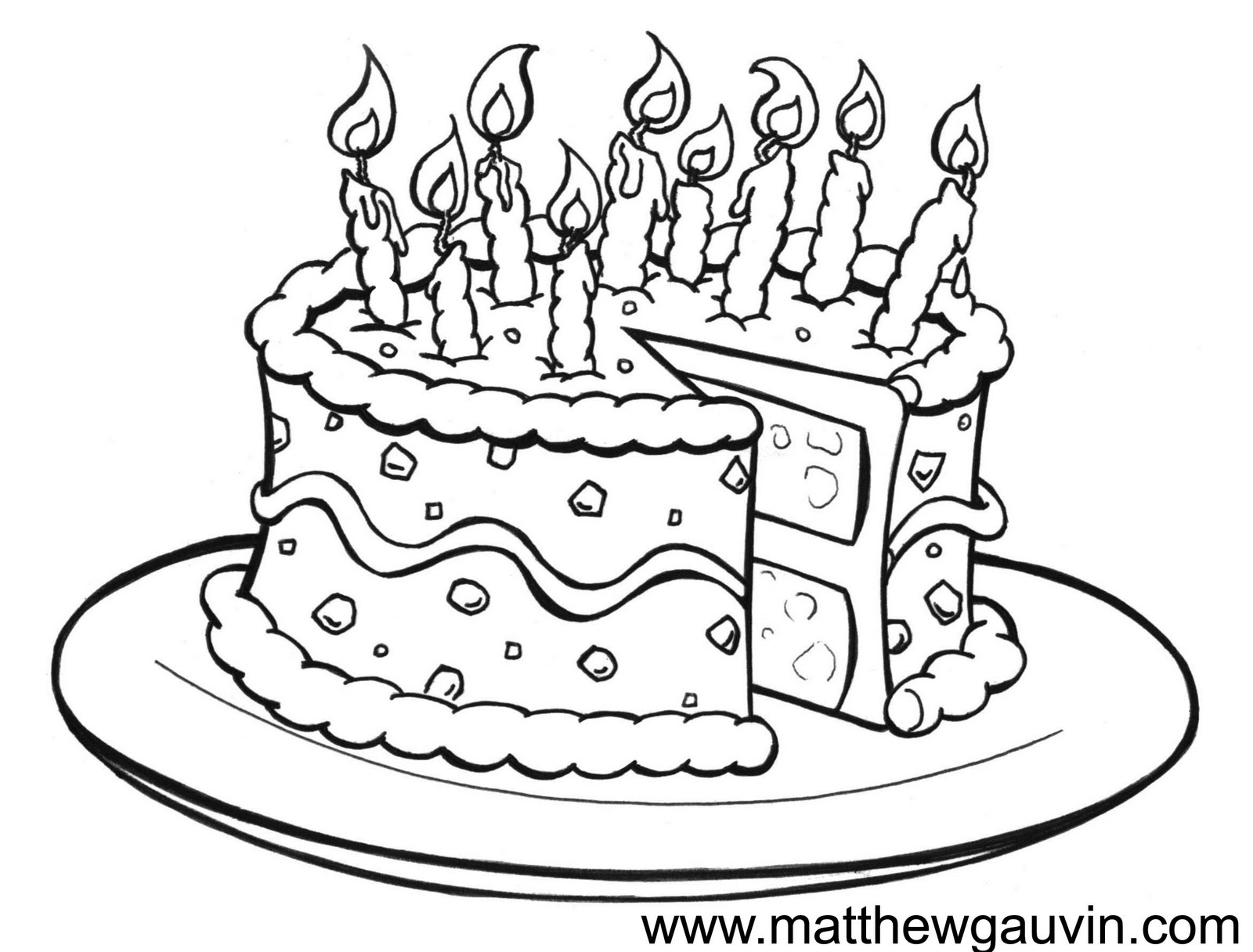 MG Children's Book Illustrations: Birthday cake Line Drawing