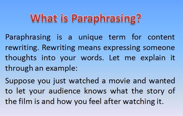 Paraphrase the given