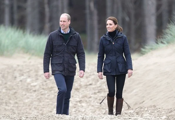 Kate Middleton wore a red Philosophy blazer and Kiki McDonough citrine pear drop earrings