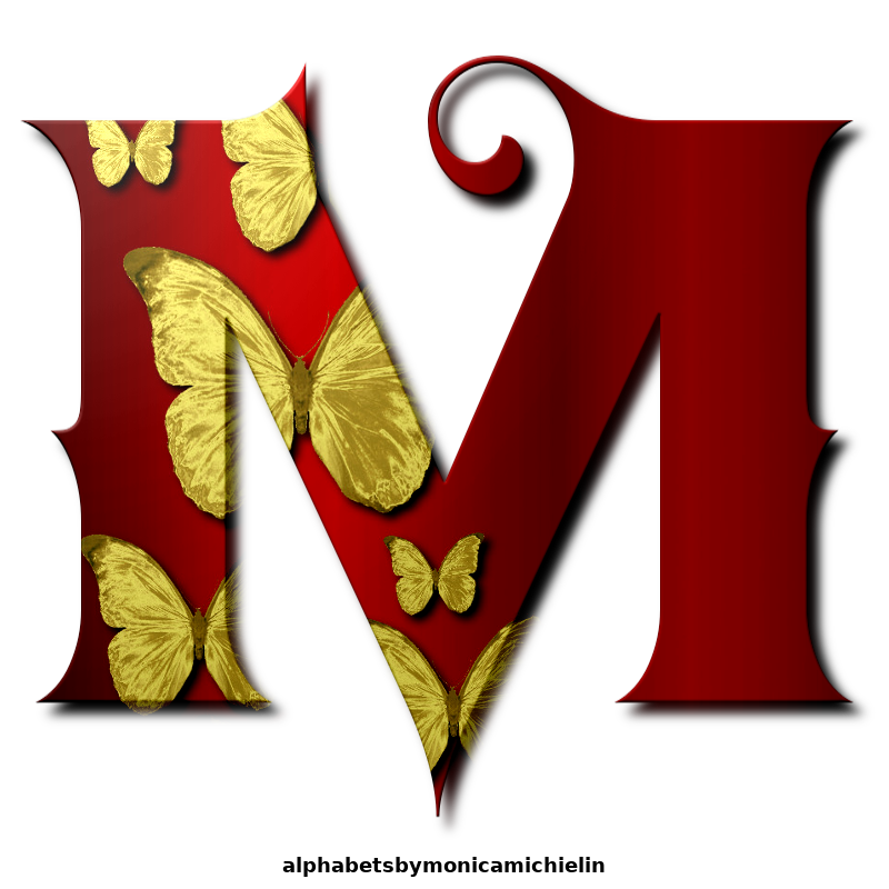 M. Michielin Alphabets: RED ALPHABET GOLDEN BUTTERFLIES AND ICONS PNG ...