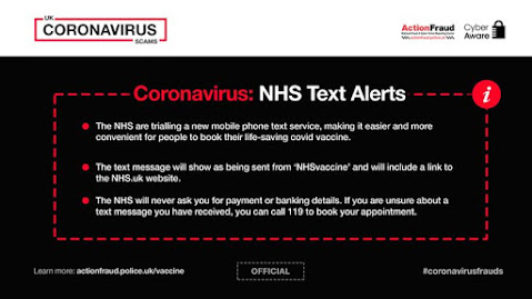 Action fraud warning against bogus NHS test messages