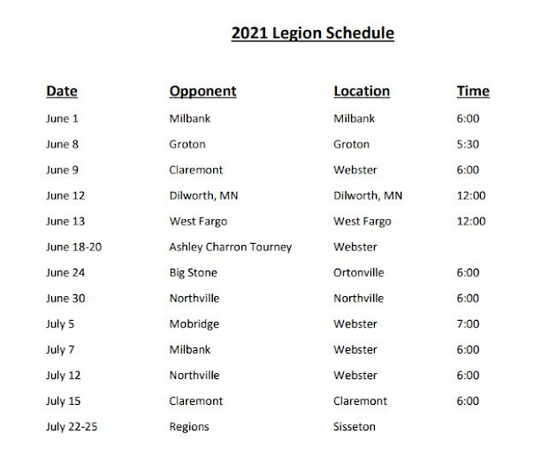 Webster SD Baseball Legion