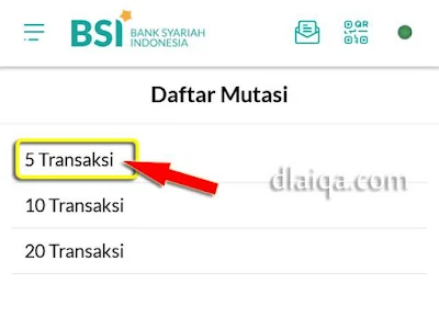 tap '5 Transaksi'